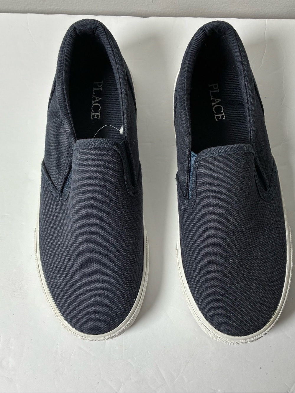 PLACE Navy Canvas Slip-On Loafers with White Sole